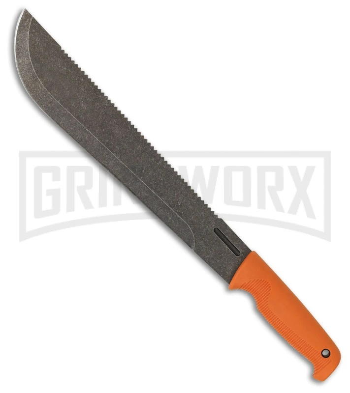 EKA Vine Thrasher Orange Fixed Blade Knife - Black Stonewash Plain