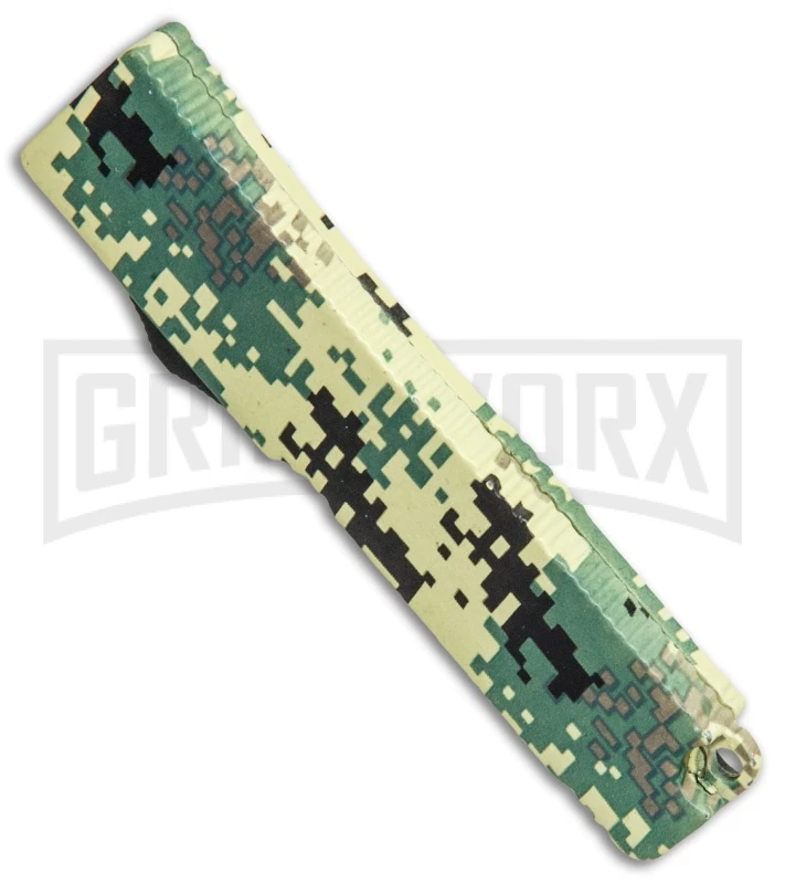 Firecracker Mini Light Green Digi Camo D/A OTF Automatic Knife - Black Plain - Image 3