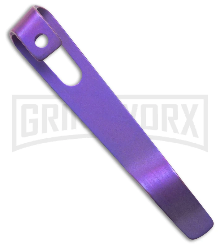 Flytanium Pocket Clip For Boker Kalashnikov Knives Magenta Anodized Titanium - Image 2