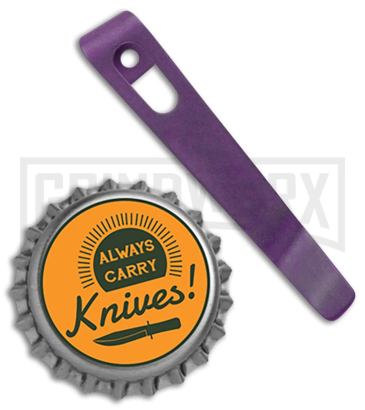Flytanium Pocket Clip For Boker Kalashnikov Knives Purple Anodized Titanium - Image 2