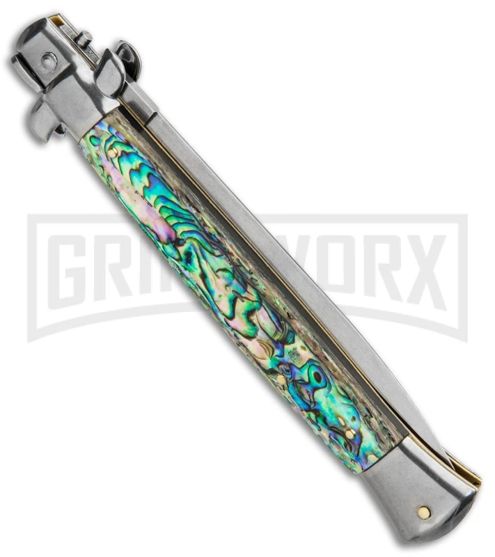 Frank B 11" Stiletto Abalone Automatic Knife - Dagger Polish Plain - Image 3