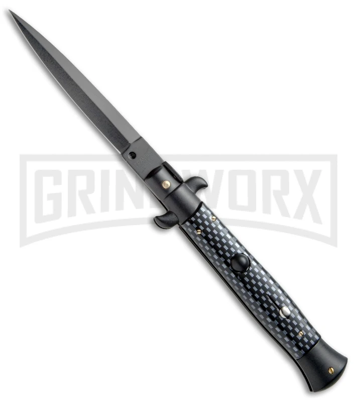 Frank B 9" Italian Stiletto Sim Carbon Fiber Automatic Knife - Dagger