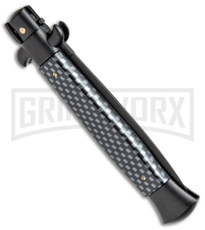 Frank B 9" Italian Stiletto Sim Carbon Fiber Automatic Knife - Dagger - Image 3