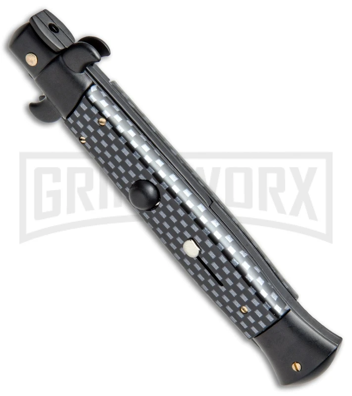 Frank B 9" Italian Stiletto Sim Carbon Fiber Automatic Knife - Dagger - Image 2