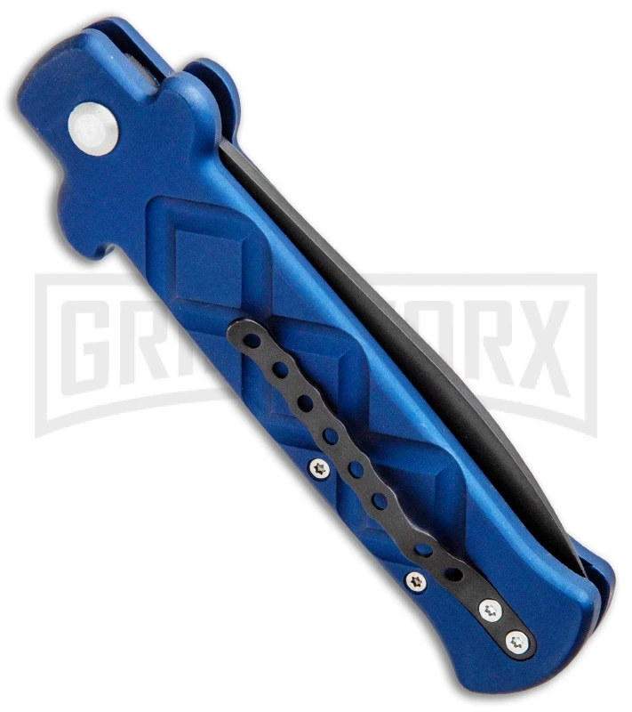 Frank B. Italian Stealth Blue Automatic Knife - Black Plain - Image 3