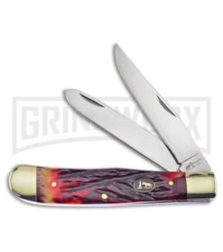 Frost Cutlery Black Hills Trapper Red Bone Manual Knife - Mirror Plain