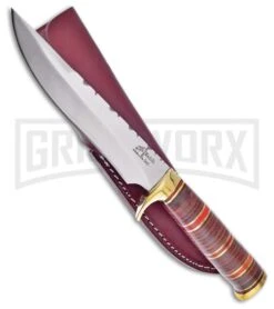 Frost Cutlery Blackhills Brown Leather Fixed Blade Knife - Satin Plain