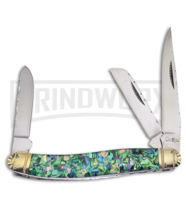 Frost Cutlery Cherokee Stoneworks Stockman Green Abalone Pocket Knife