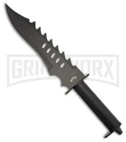 Frost Cutlery Fire Warrior Bowie Black Fixed Blade Knife - Black Plain