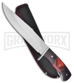 Frost Cutlery Sharps Black Widow Bowie Wood Fixed Blade Knife - Satin Plain