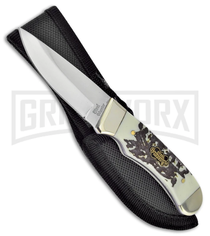 Frost Cutlery Steel Warrior Coon Hunter Brown Fixed Blade Knife - Mirror Plain