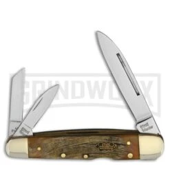 Frost Cutlery Steel Warrior Whittler Brown Horn Lockback Knife