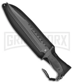 Frost Cutlery Tac Assault Futura Fighter Bowie Fixed Blade Knife - Black Plain