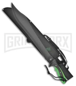 Frost Cutlery Tac Assault Zombie Sawtail Green Machete - Black Plain
