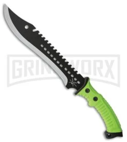 Frost Cutlery Tac Xtreme Lights Out Black Green Machete - Black Plain