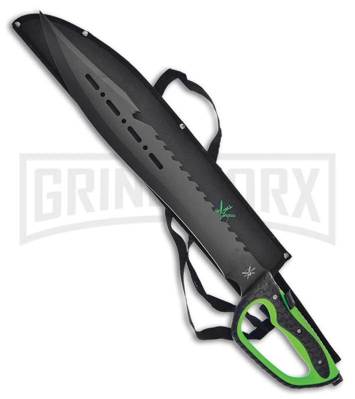 Frost Cutlery Tac Xtreme Zombie Smash Green Machete - Black Plain
