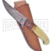 Frost Cutlery Trail Grazer White Bone/Olive Wood Fixed Blade Knife - Damascus