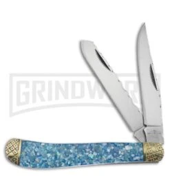 Frost Cutlery Trapper Blue Abalone Pocket Knife