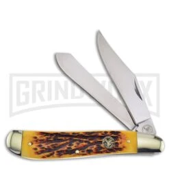 Frost Cutlery Whitetail Dog Leg Trapper Yellow Bone Pocket Knife