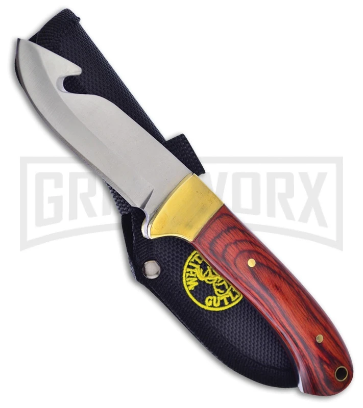 Frost Cutlery Whitetail Puma Claw Wood Gut Hook Fixed Blade Knife - Satin Plain