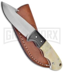 Frost Cutlery Chipaway Guthook Skinner Horn/Bone Fixed Blade Knife - Satin Plain