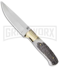Frost Cutlery Whitetail Buck Hunter Stag Antler Fixed Blade Knife - Satin Plain