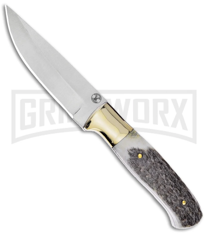 Frost Cutlery Whitetail Buck Hunter Stag Antler Fixed Blade Knife - Satin Plain
