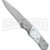 Super Knife Croc Automatic Knife Stainless W/ White Inlay - Satin Serr