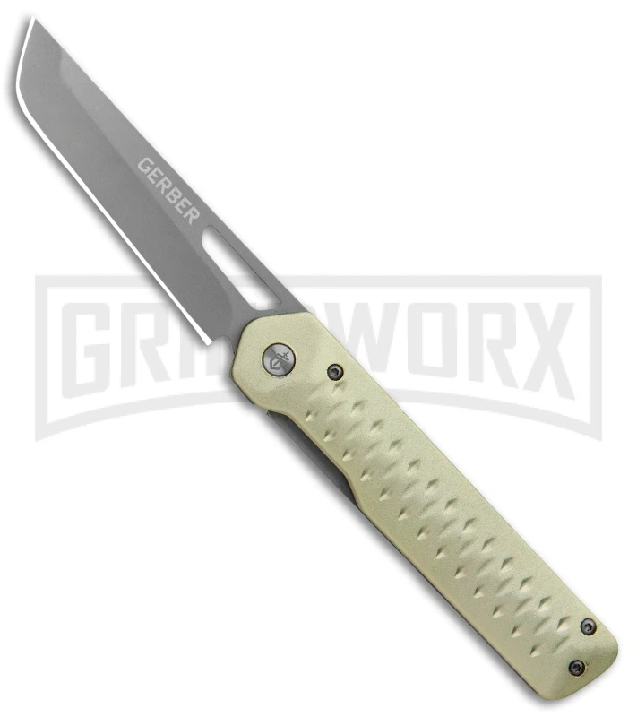 Gerber Ayako Green Aluminum Frame Lock Knife - Gray Plain