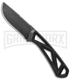 Gerber EXO-MOD Drop Point Black Fixed Blade Knife- Stonewash Plain