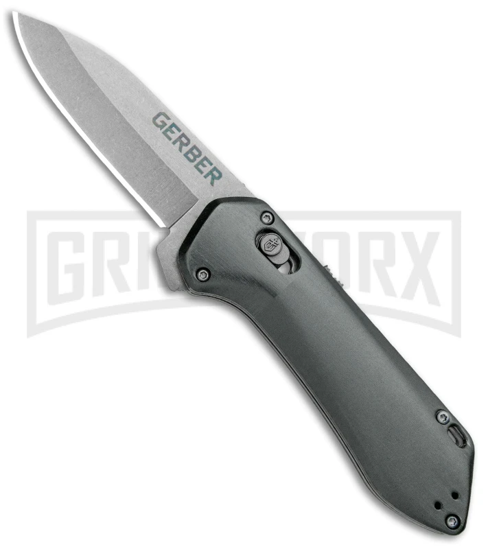 Gerber Highbrow Compact Gray Al A/O Spring Assisted Knife - Stonewash Plain