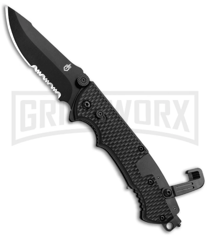 Gerber Combat Life Saver 3.5" Folding Knife - Black Serr