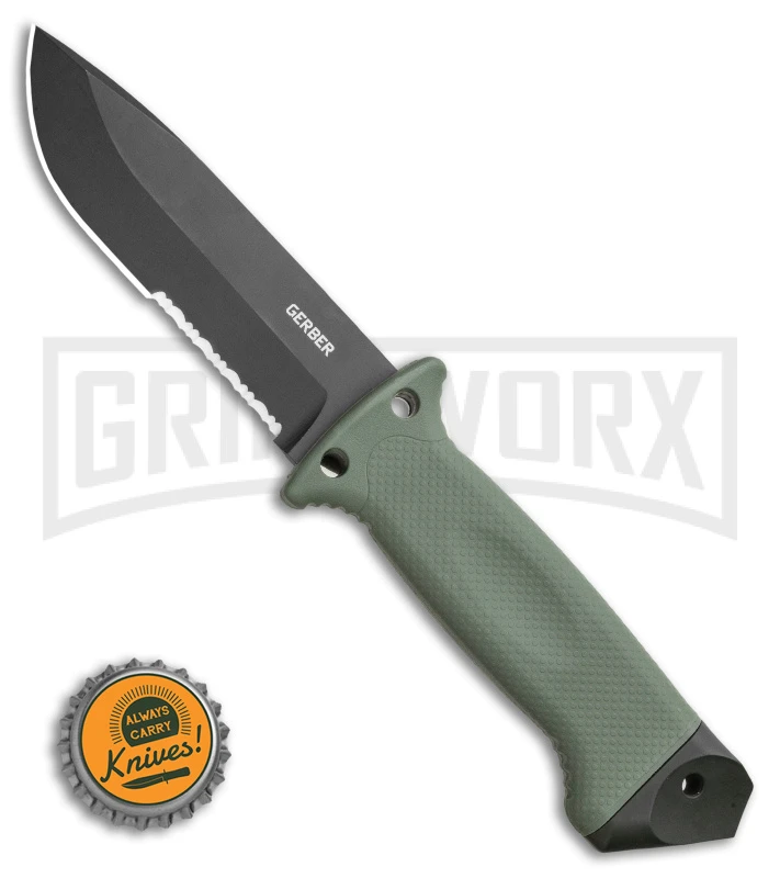 Gerber LMF II Infantry Green Fixed Blade Combat Knife - Black Serr - Image 4