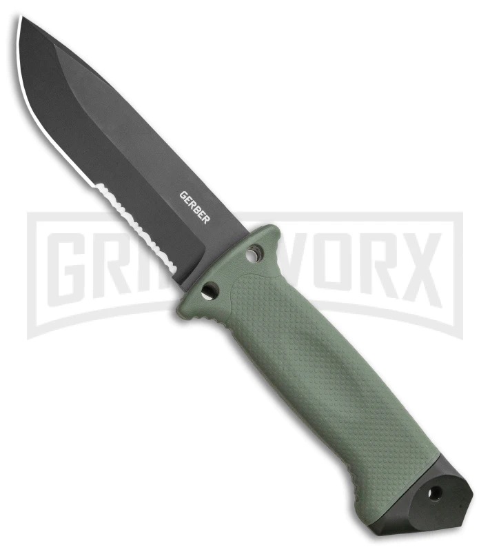 Gerber LMF II Infantry Green Fixed Blade Combat Knife - Black Serr