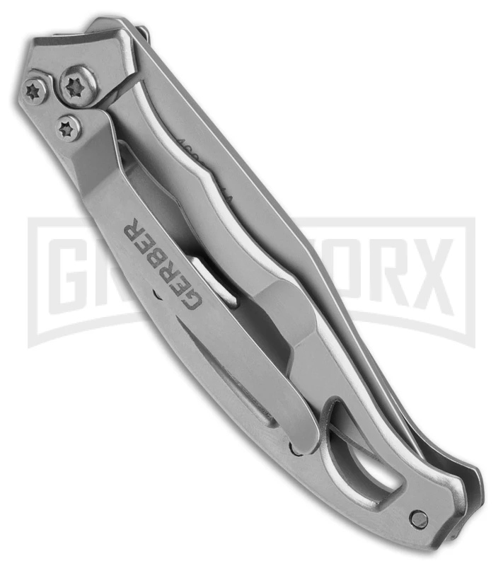 Gerber Mini Paraframe Gray Stainless Steel Frame Lock Knife - Satin Serr - Image 3