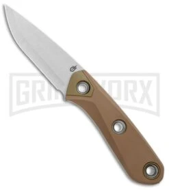 Gerber Principle Brown Rubber Fixed Blade Knife - Stonewash 420HC