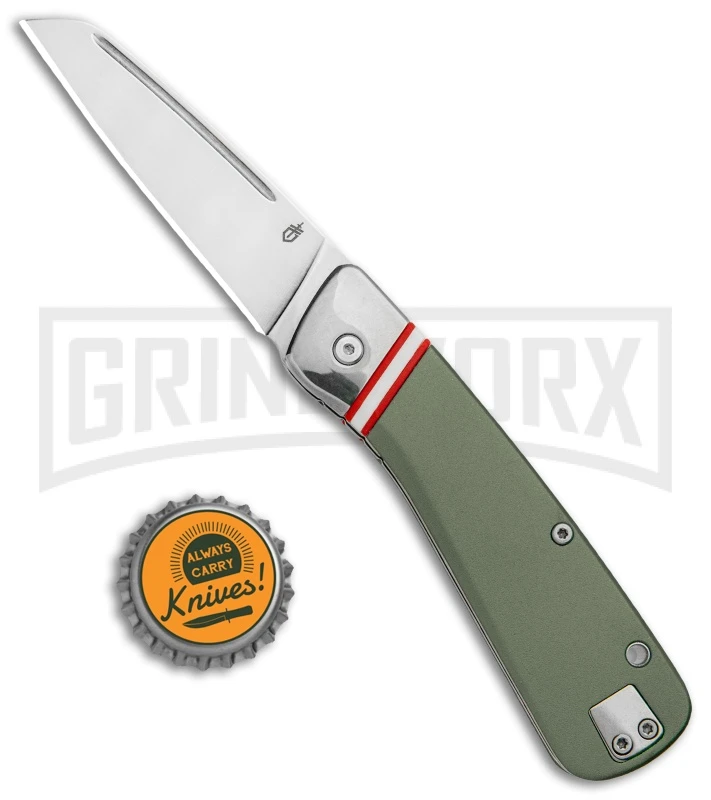 Gerber Straightlace OD Green GFN Sheepsfoot Slip Joint Knife - Satin Plain - Image 4