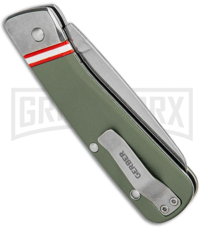 Gerber Straightlace OD Green GFN Sheepsfoot Slip Joint Knife - Satin Plain - Image 3