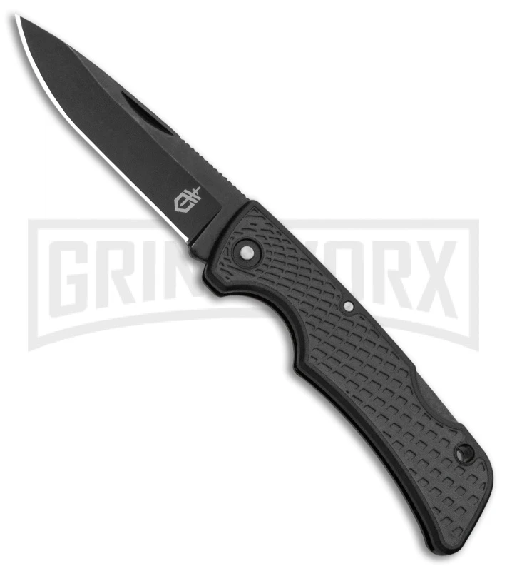 Gerber US1 Gray Rubber Folding Lockback Knife - Black Plain