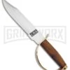 Tallen CSA D-Guard Bowie Brown Wood Fixed Blade Knife - Satin Plain