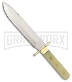 Tallen Missouri Belt Bowie White Bone Fixed Blade Knife - Satin Plain