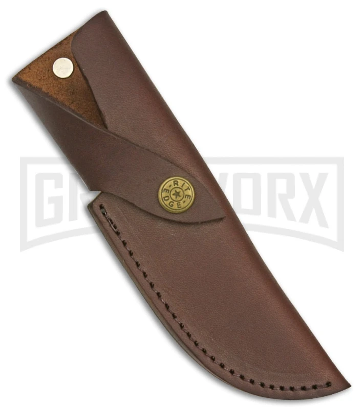 Rite Edge Warden Brown Stag Fixed Blade Knife - Damascus Plain - Image 2