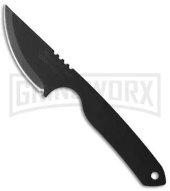 Jason Perry Blade Works The Little Neck Knife Black Fixed Blade - Black Plain