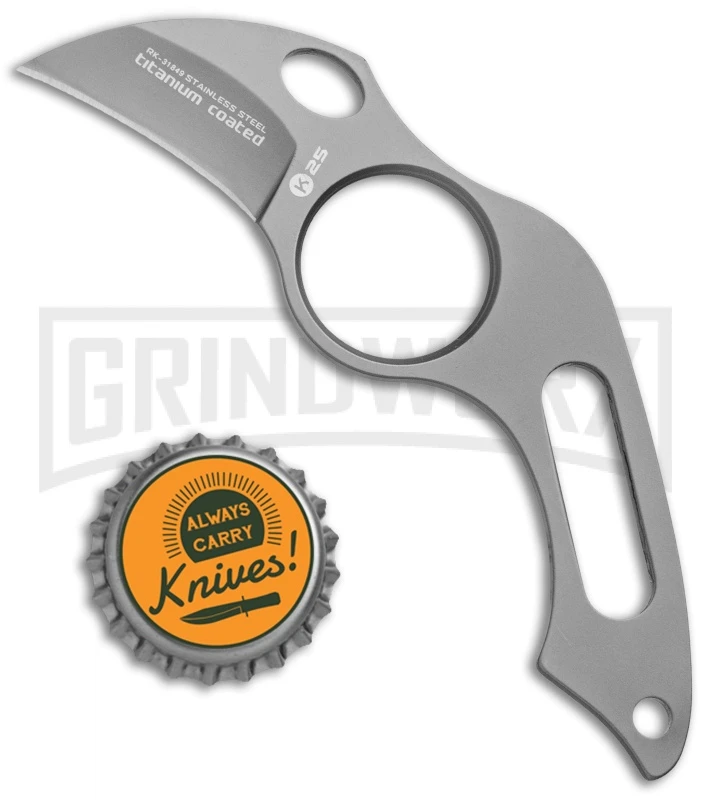 K-25 Tactical Karambit Neck Knife Fixed Blade - Bead Blast Plain - Image 4