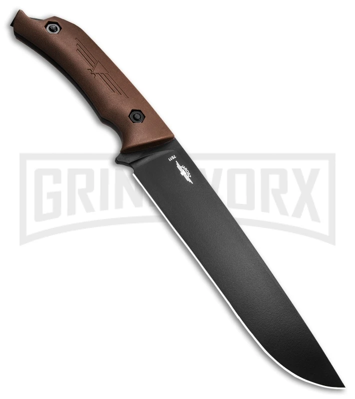 Ka-Bar Camp Turok Brown Ultramid Fixed Blade Knife (8" Black Plain) - Image 2