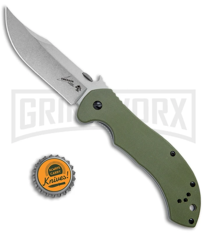 Kershaw Emerson CQC-10K Frame Lock Knife OD Green G-10 Stonewash - Image 4