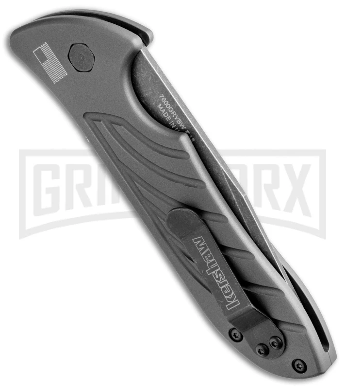 Kershaw Emerson Launch 5 Gray Automatic Knife - Black SW Plain - Image 3