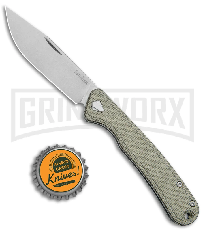 Kershaw Federalist Green Micarta Folding Knife - Stonewash Plain - Image 4