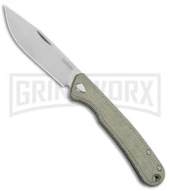 Kershaw Federalist Green Micarta Folding Knife - Stonewash Plain