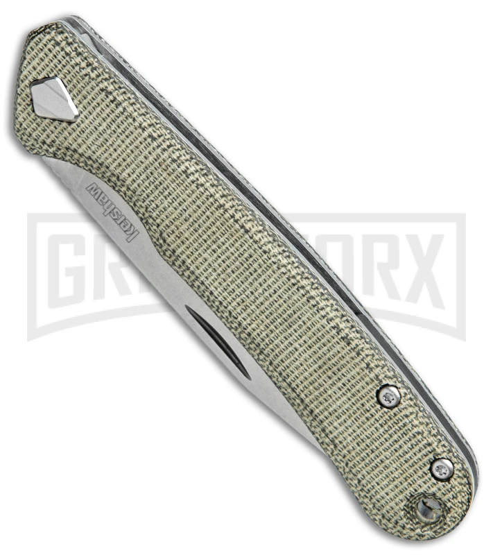 Kershaw Federalist Green Micarta Folding Knife - Stonewash Plain - Image 2